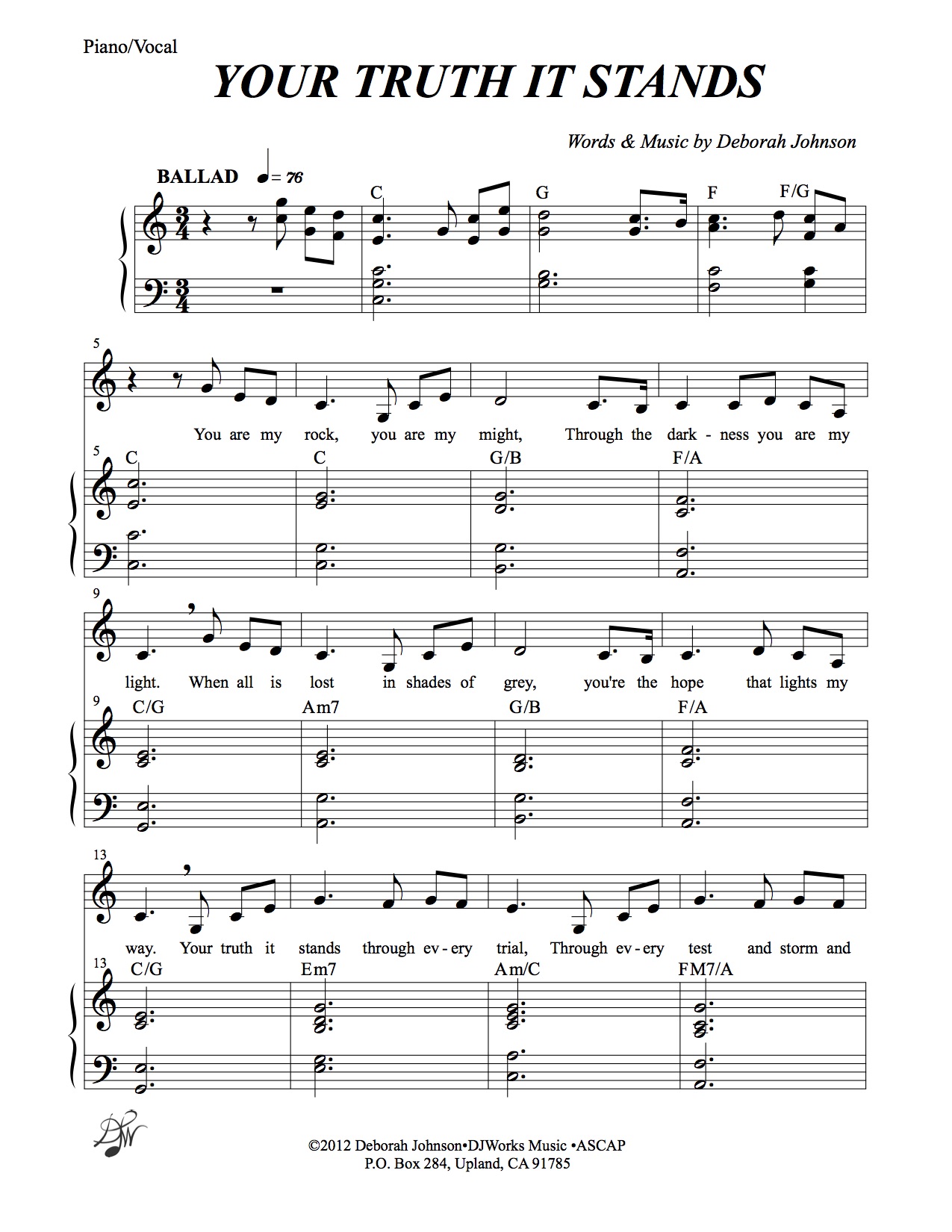 Your Truth it Stands p.1 Sheet Music